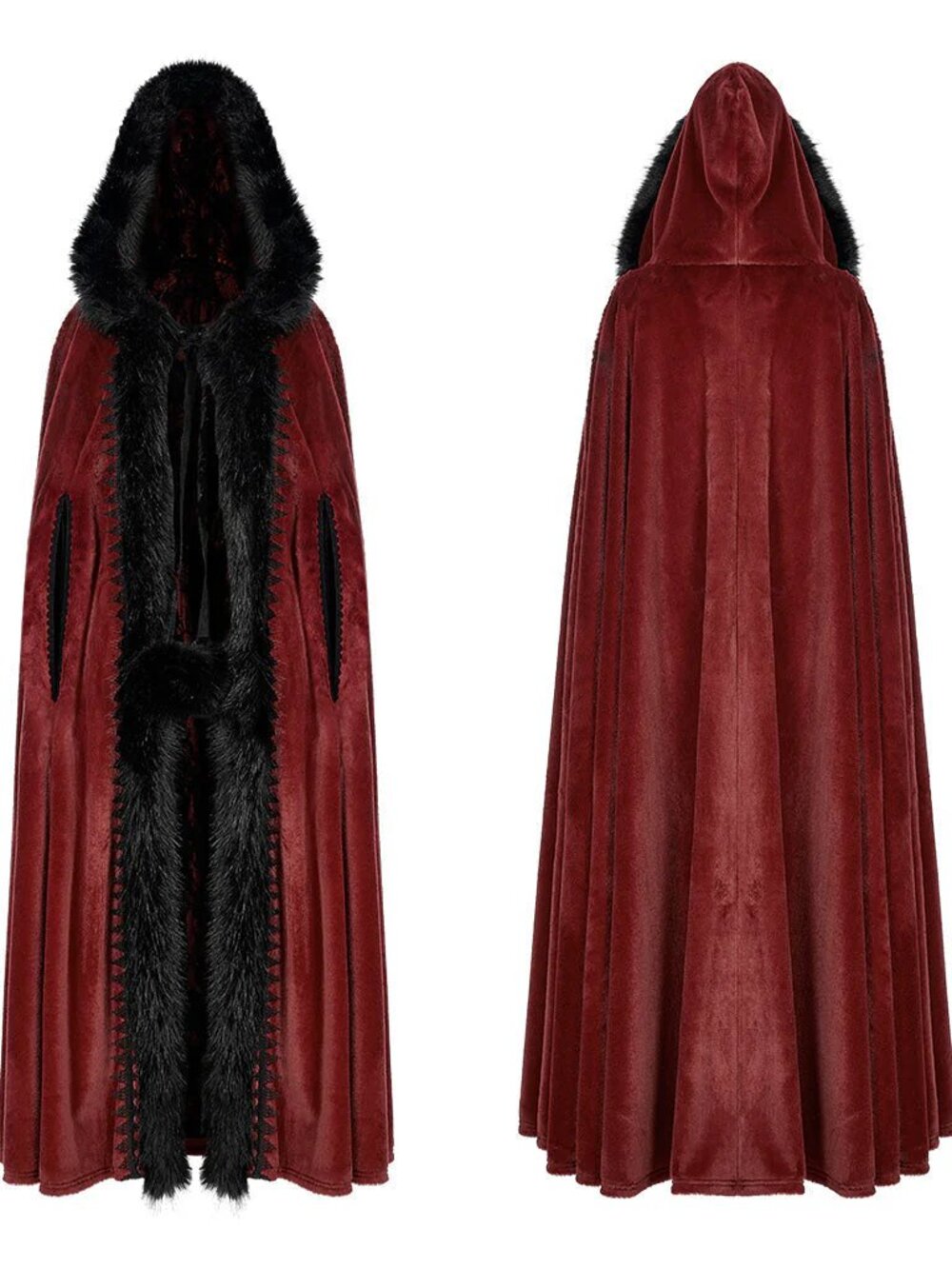 Gothic Fur Trim Velvet Long Coat